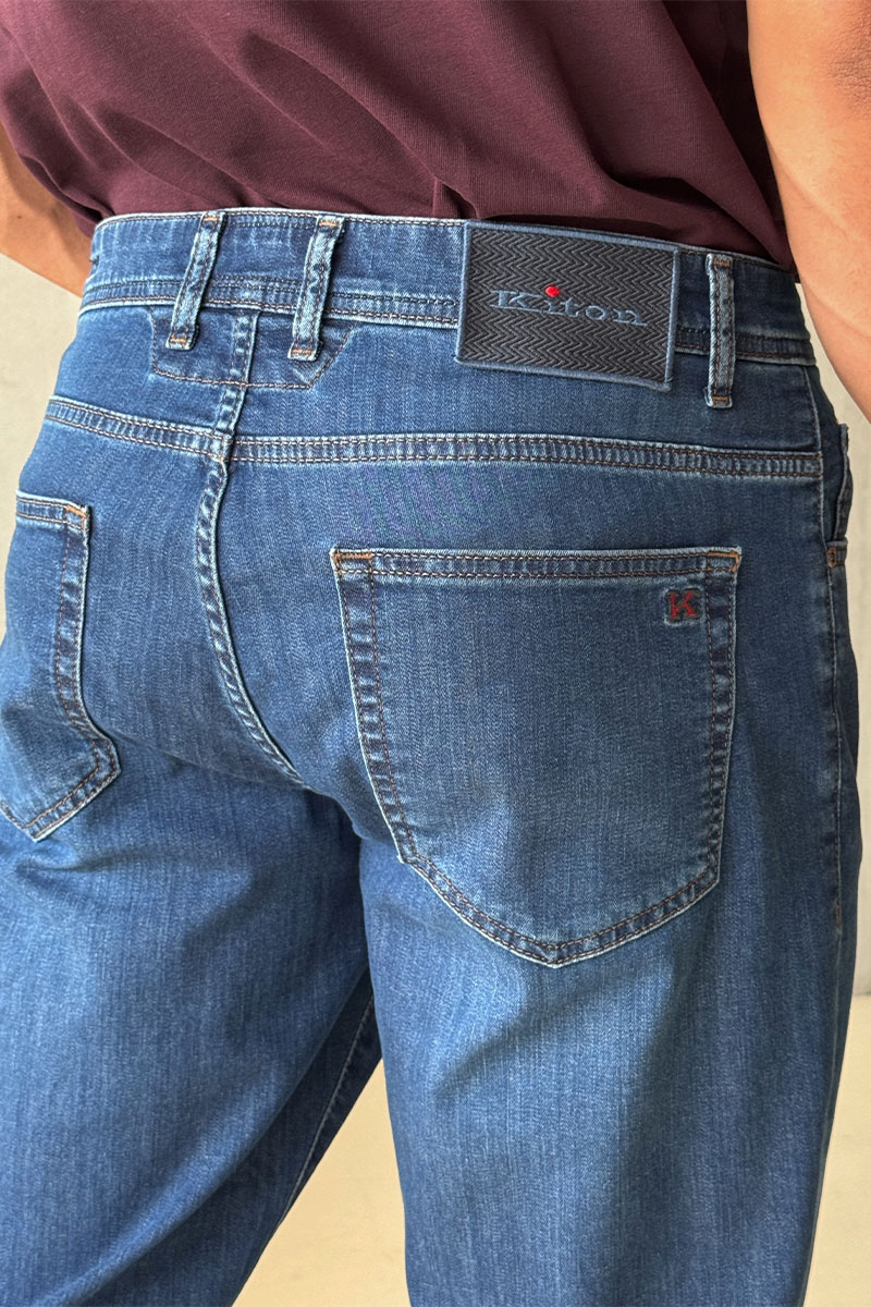 Kiton Мужские синие джинсы premium