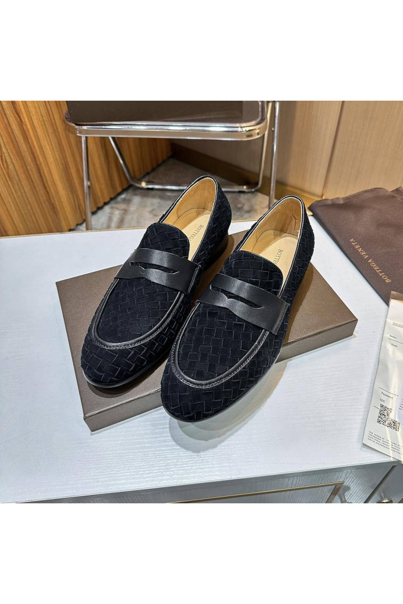 Bottega Veneta Мужские замшевые лоферы Intrecciato - Black