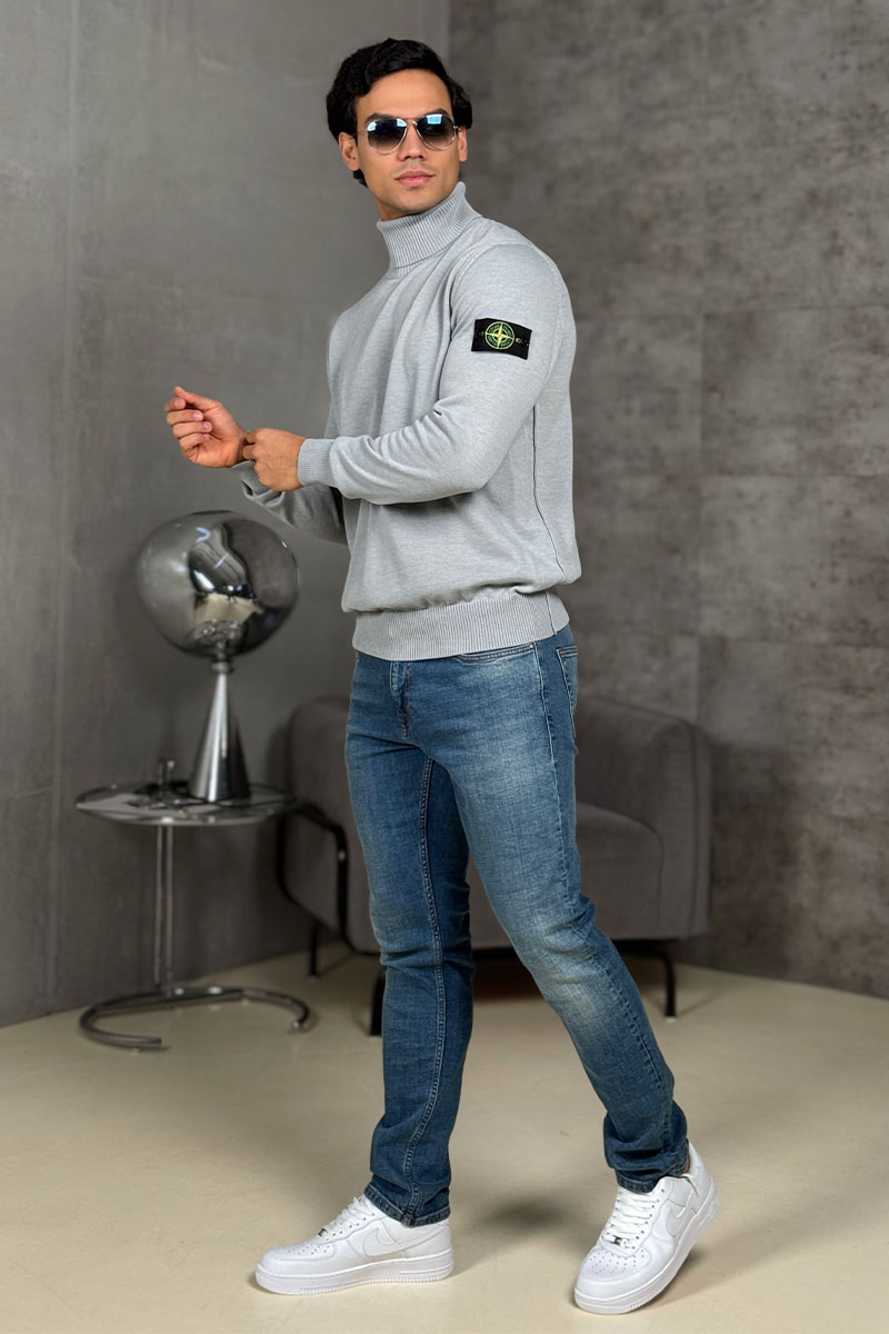 Stone Island Водолазка серого цвета compass-patch