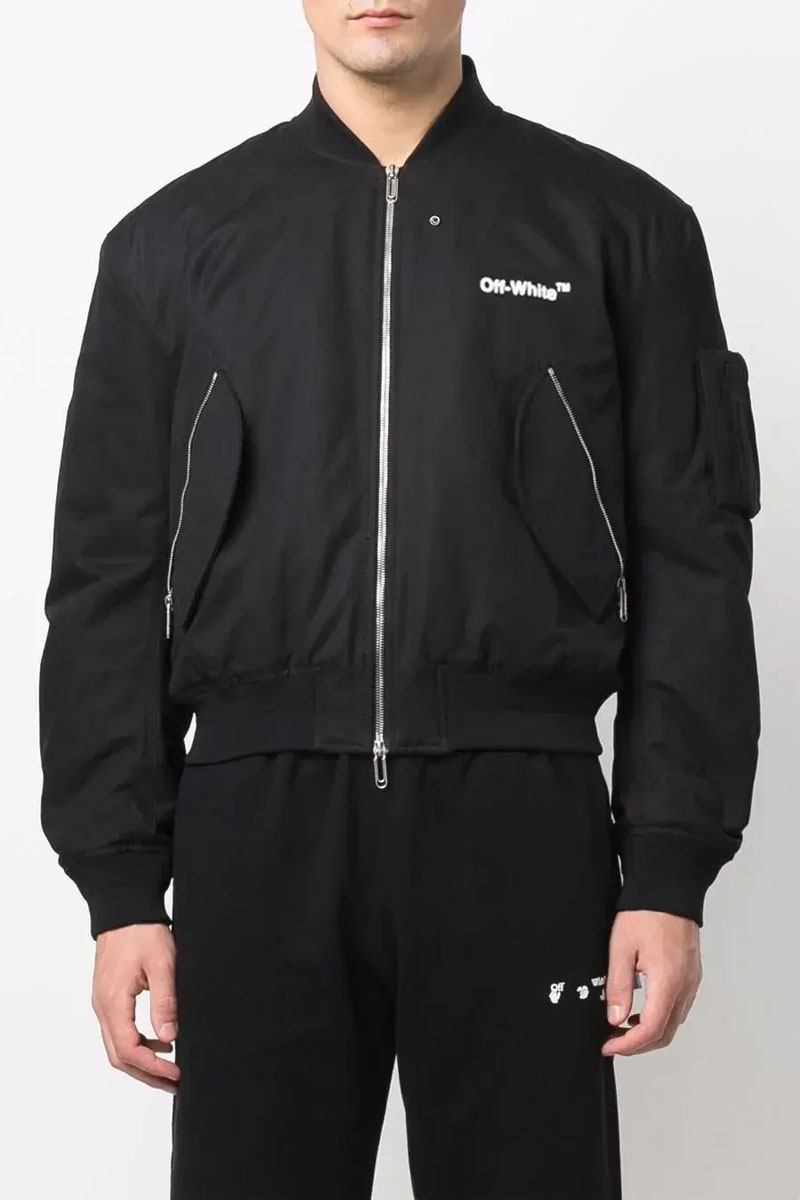 Off-White Бомбер чёрного цвета Diag-print