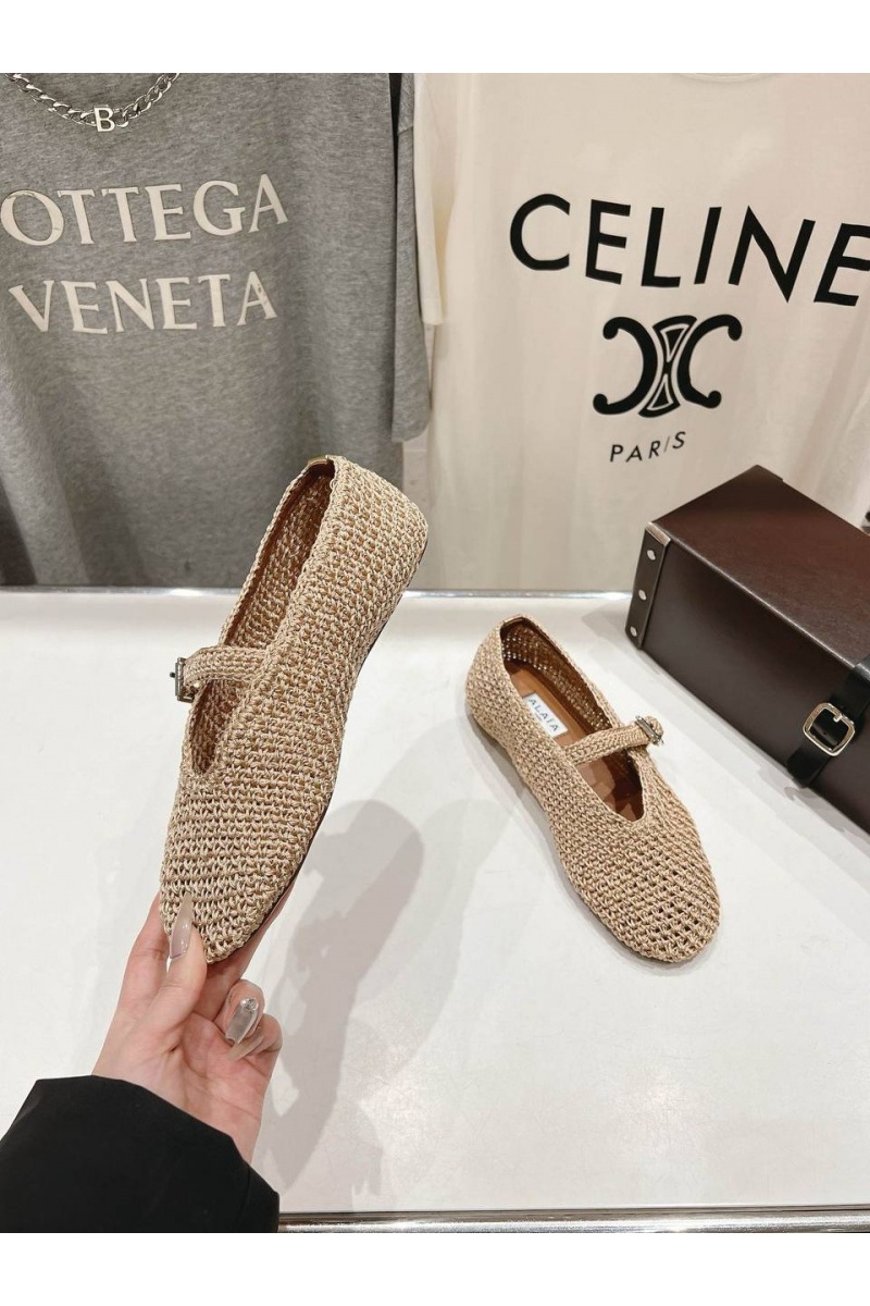 Designer Clothing Женские плетёные балетки ALaia Premium - Beige