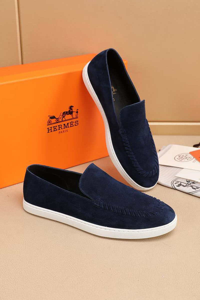 Hermes Мужские замшевые лоферы Julian - Navy