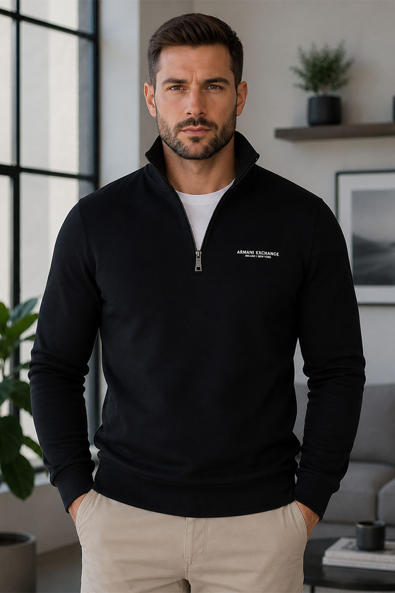 Emporio Armani EA7 Мужской джемпер zip-neck - Black