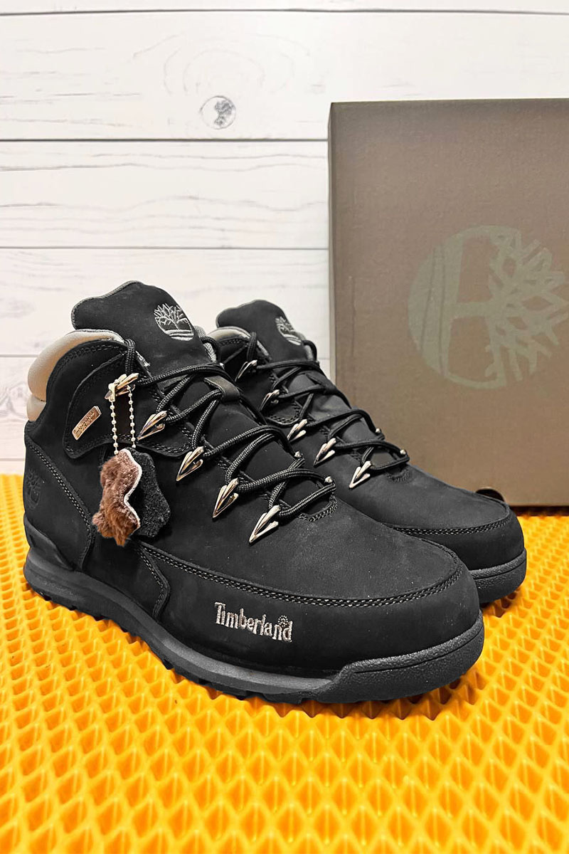 Timbеrlаnd Мужские ботинки с мехом Euro Rock Hiker - Black / Grey