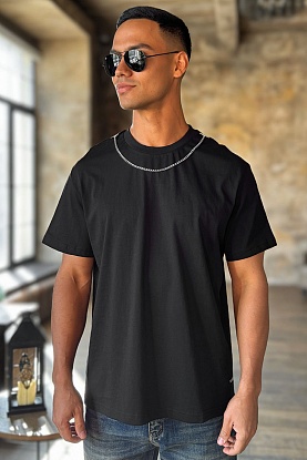 Чёрная оверсайз футболка Chain