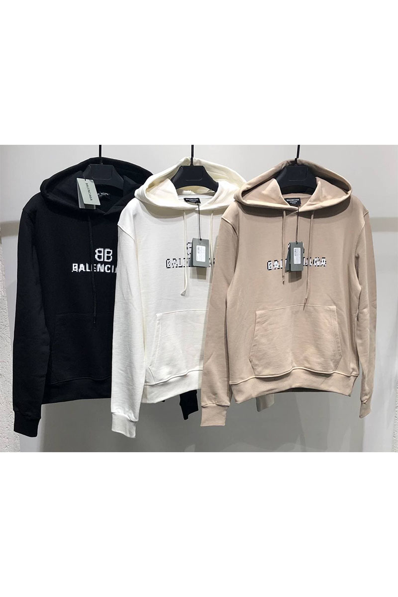Balenciaga Бежевое оверсайз худи Pixel Logo