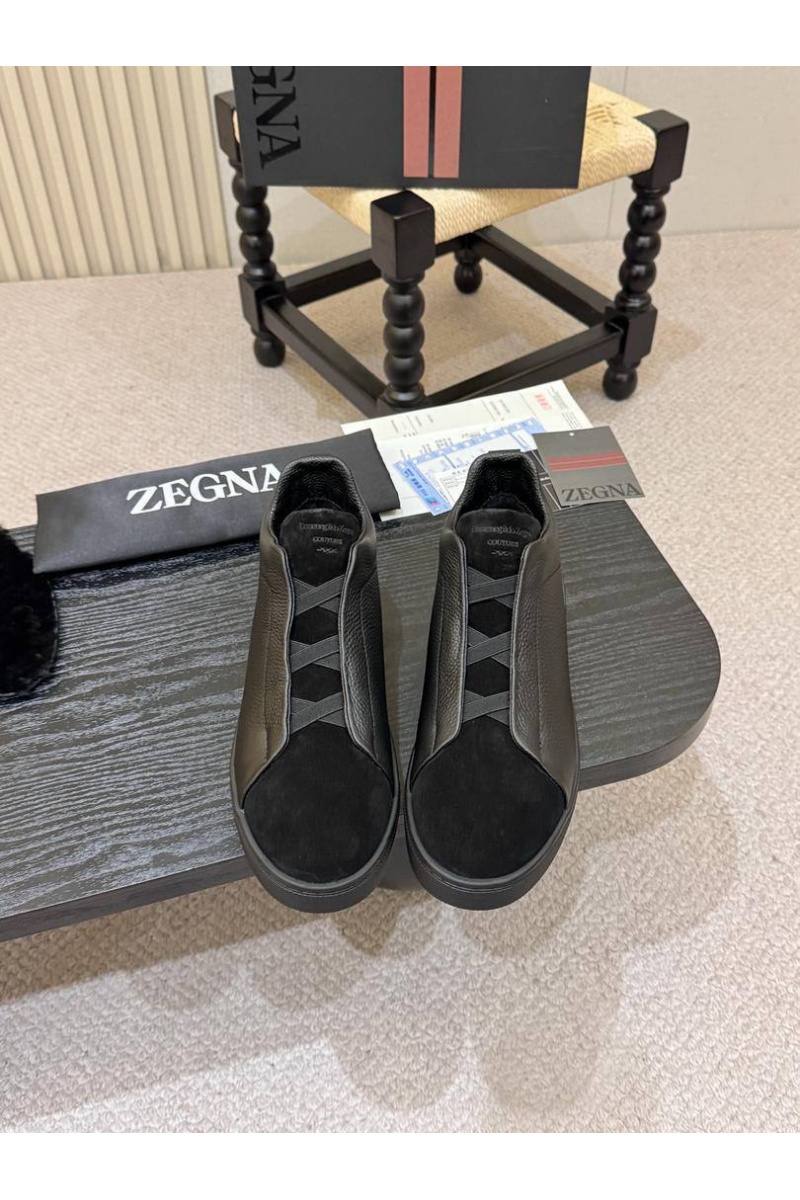 Zegna Кроссовки с мехом Triple Stitch high-top