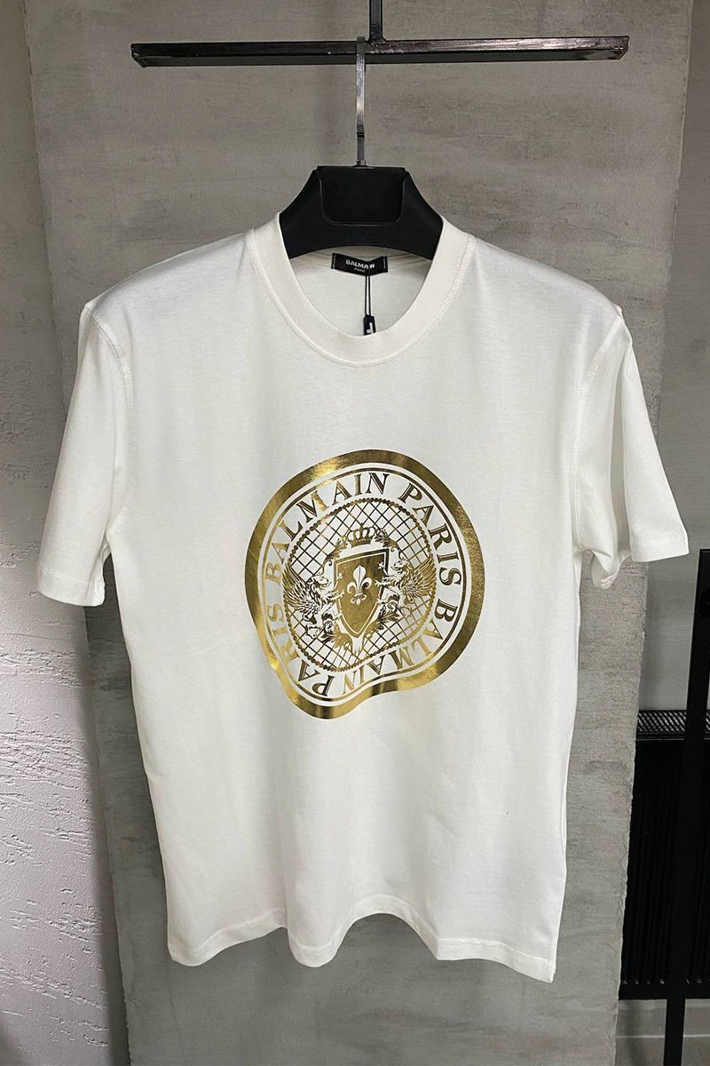 Balmain Футболка белого цвета metallic coin