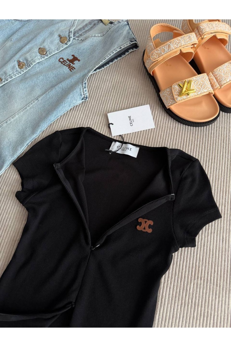 Celine Чёрная женская футболка premium