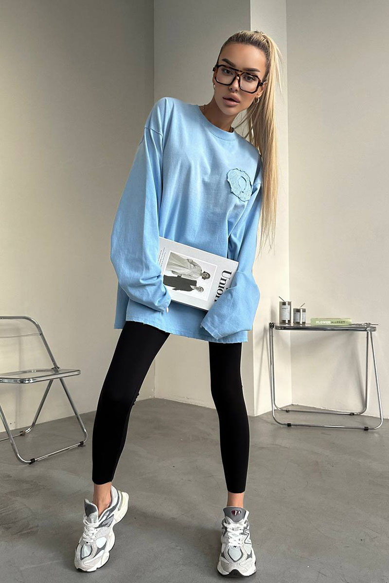 Chrome Hearts Женский лонгслив голубого цвета 