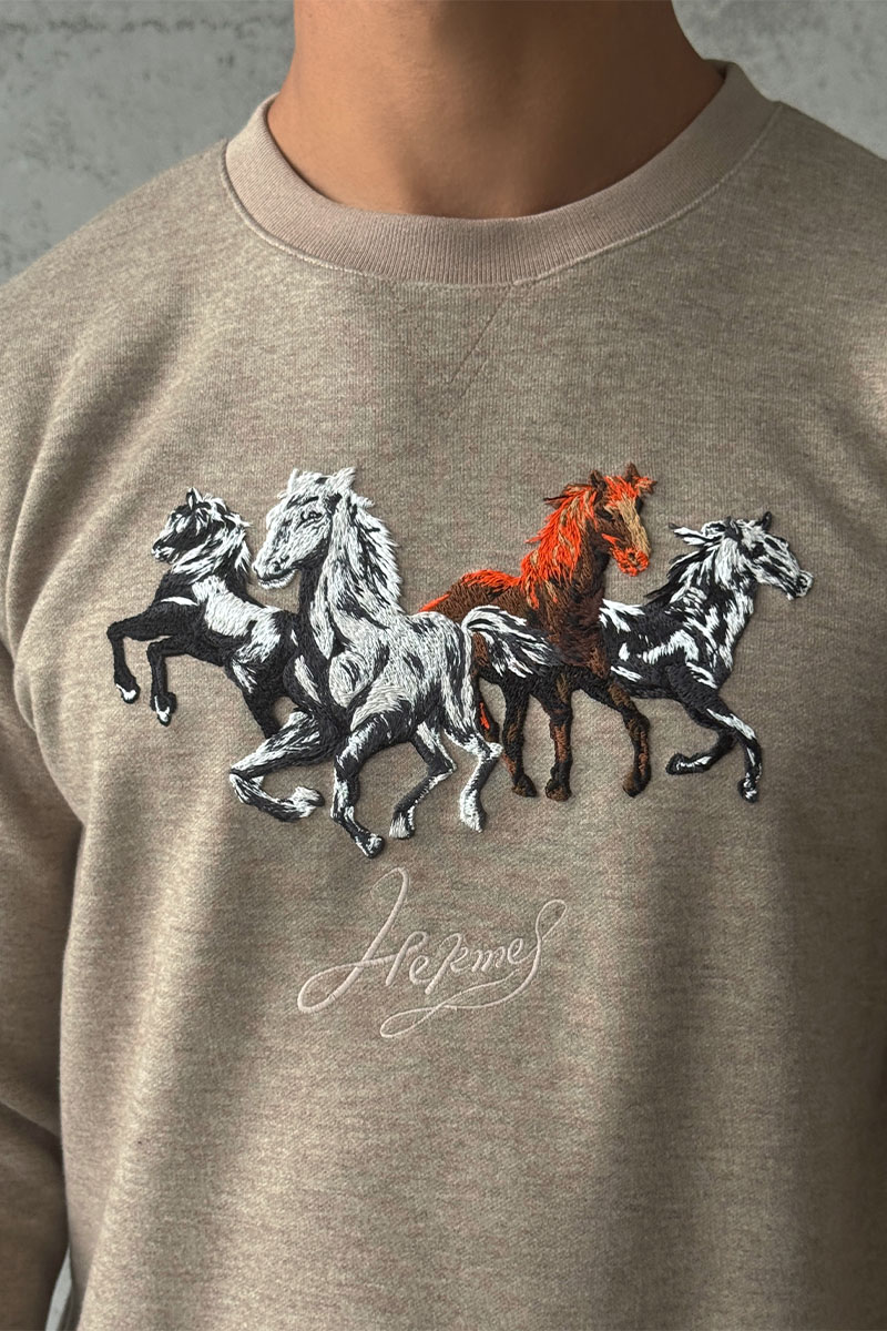 Hermes Мужской свитшот бежевого цвета