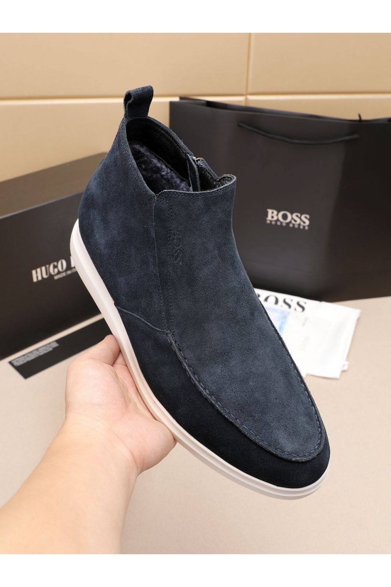 Hugо Воss Замшевые лоферы с мехом high-top - Navy