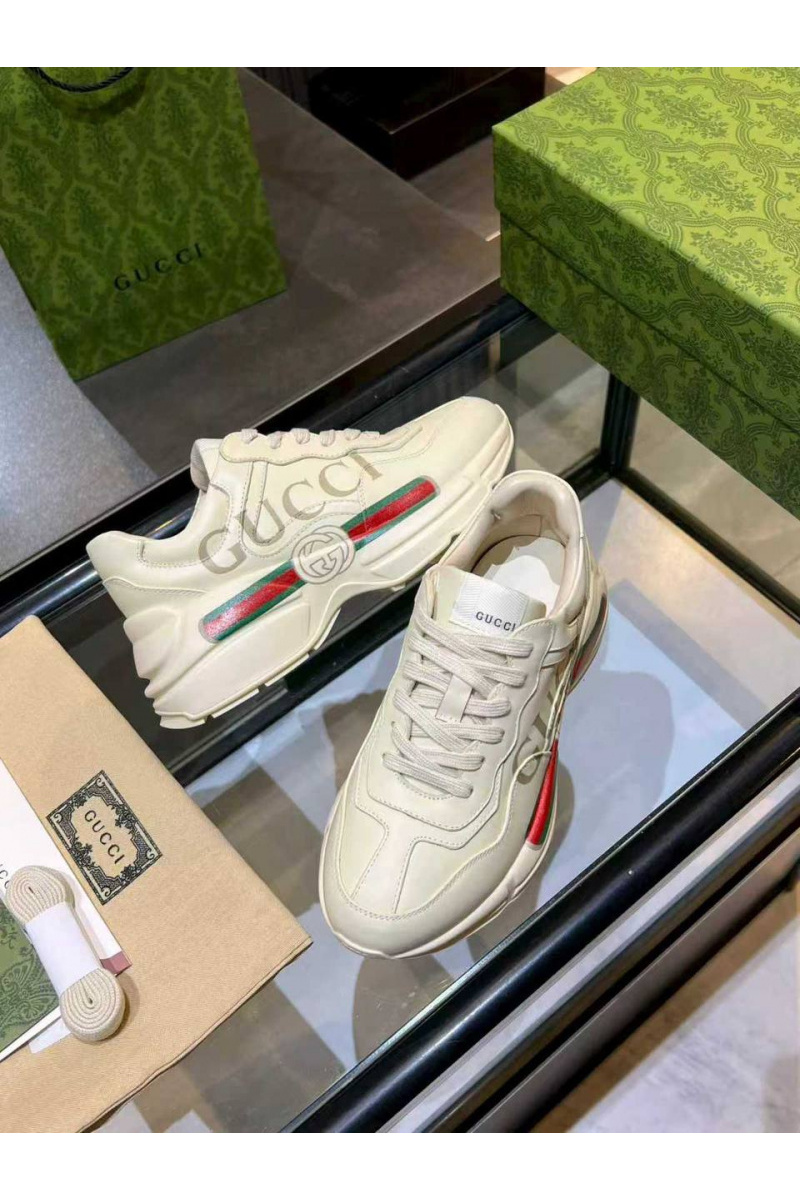 Gucci Женские кожаные кроссовки Rhyton premium
