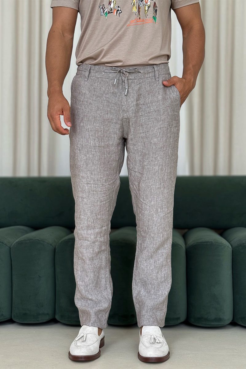 Loro Piana Льняные штаны серого цвета 