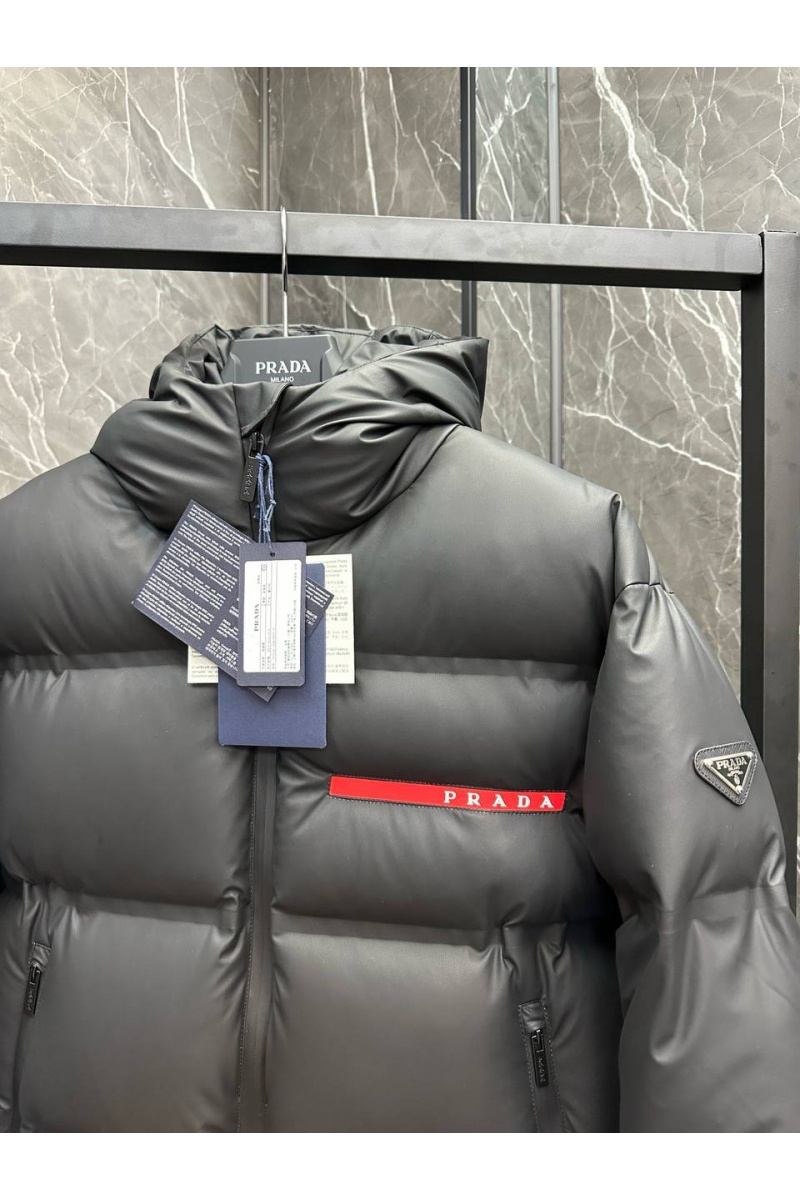 Prada Мужской пуховик logo-plaque - Black