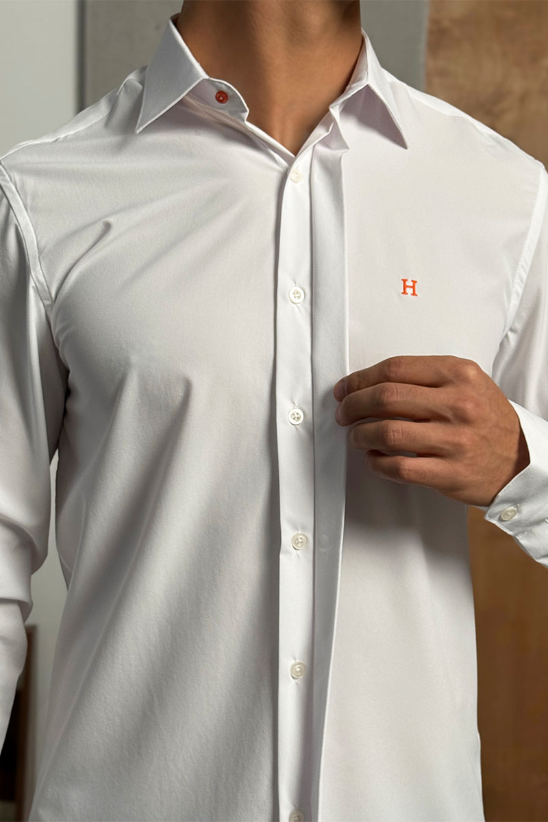 Hermes Мужская рубашка H embroidered - White