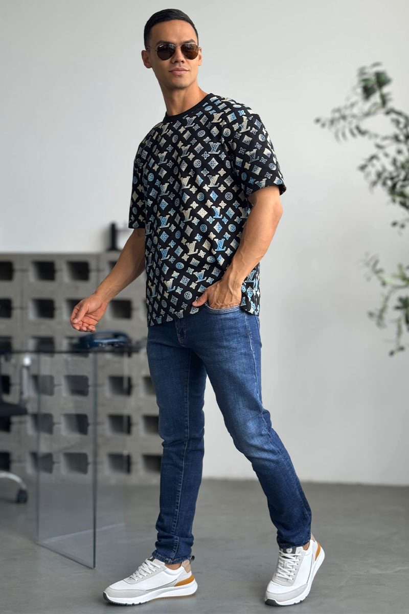 Lоuis Vuittоn Чёрная оверсайз футболка Monogram All-over