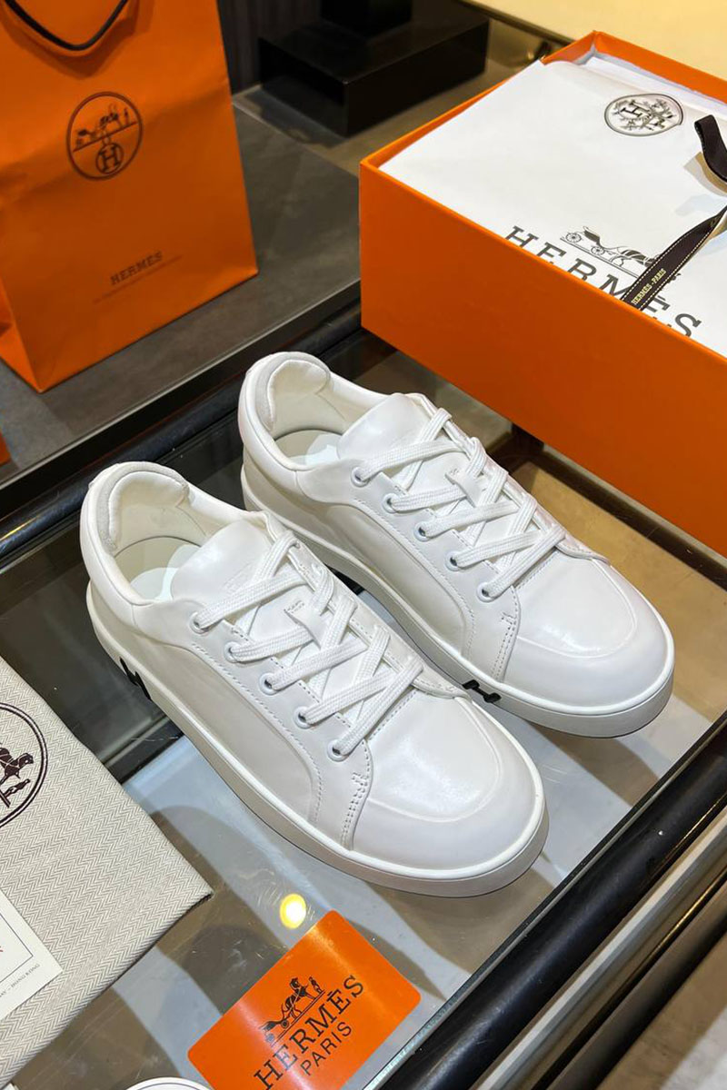 Hermes Женские кожаные кроссовки Premium - White