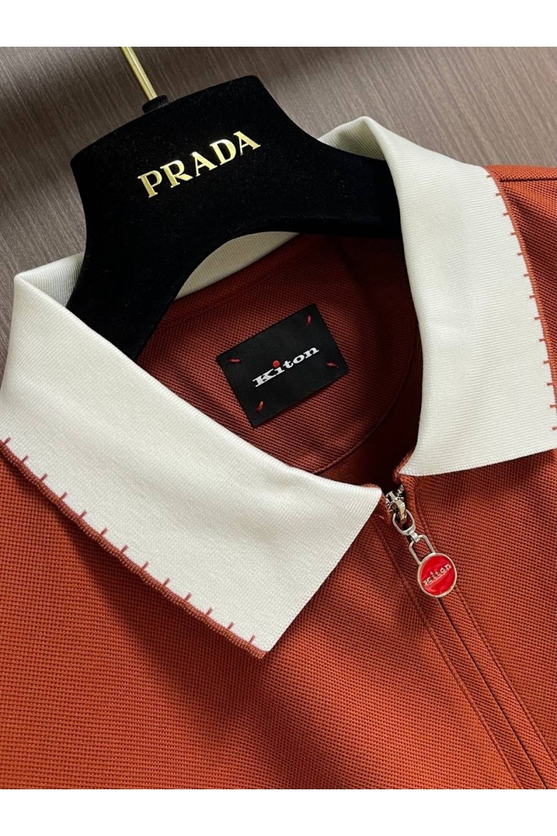 Kiton Мужское поло коричневого цвета premium