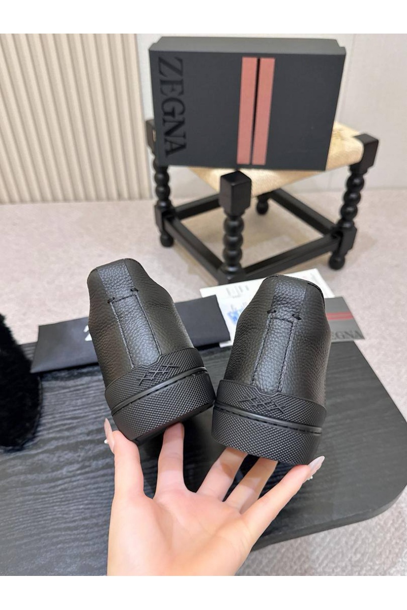 Zegna Кроссовки с мехом Triple Stitch high-top