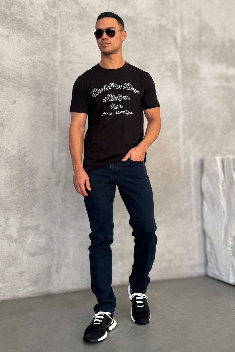Loro Piana Мужские джинсы тёмно-синего цвета straight fit