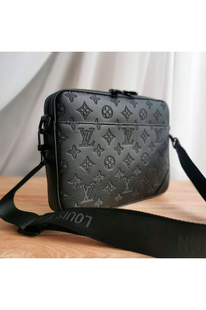 Lоuis Vuittоn Кожаная сумка Duo Messenger Monogram Shadow 25x18 см