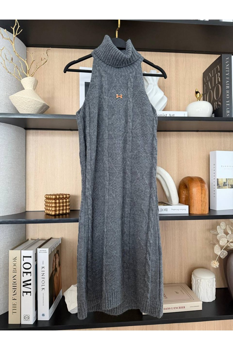 Hermes Женское вязаное платье Premium - Grey