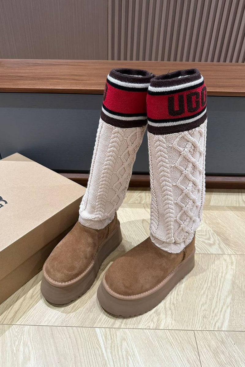UGG Женские сапоги Classic Sweater Letter - Chestnut