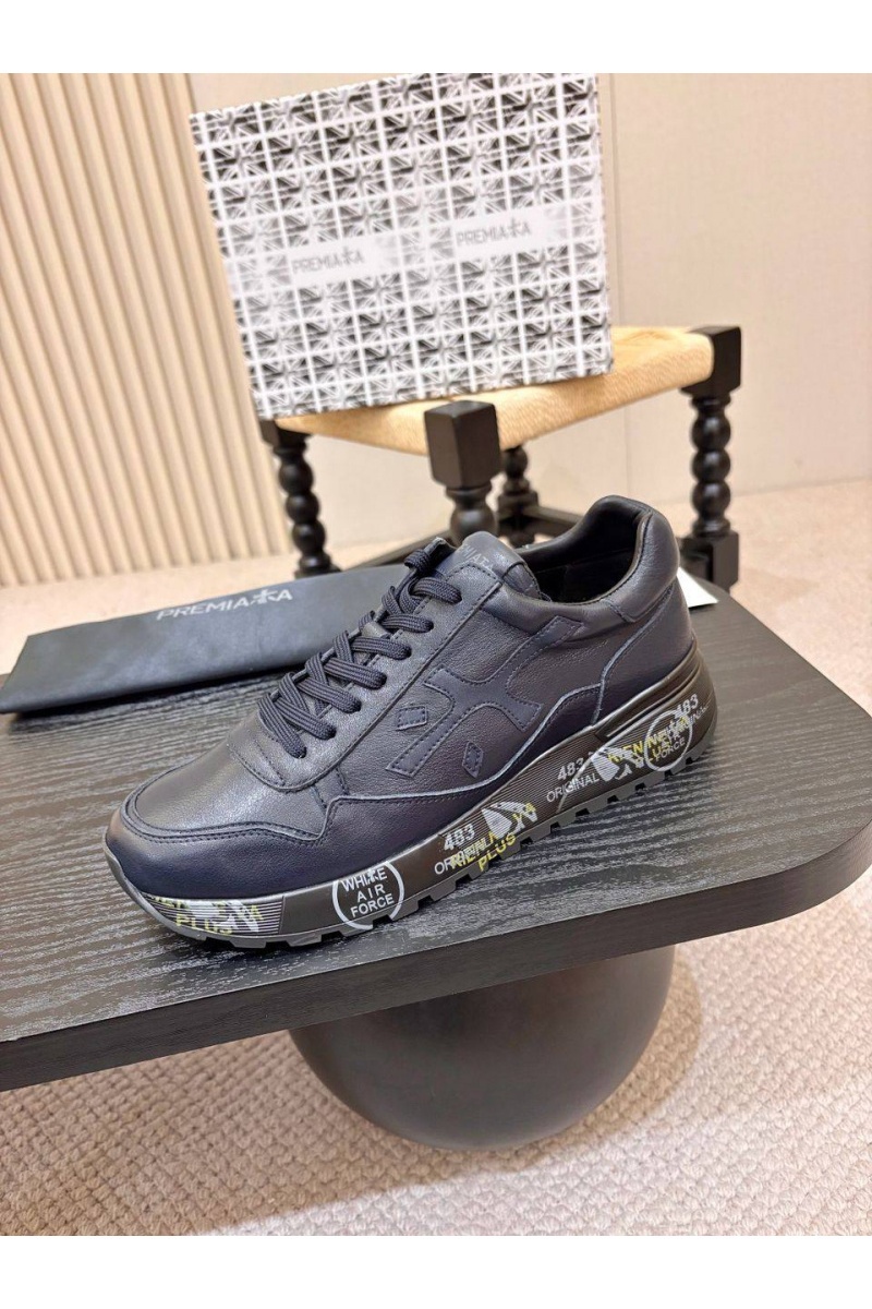 Premiata Синие кожаные кроссовки Mick