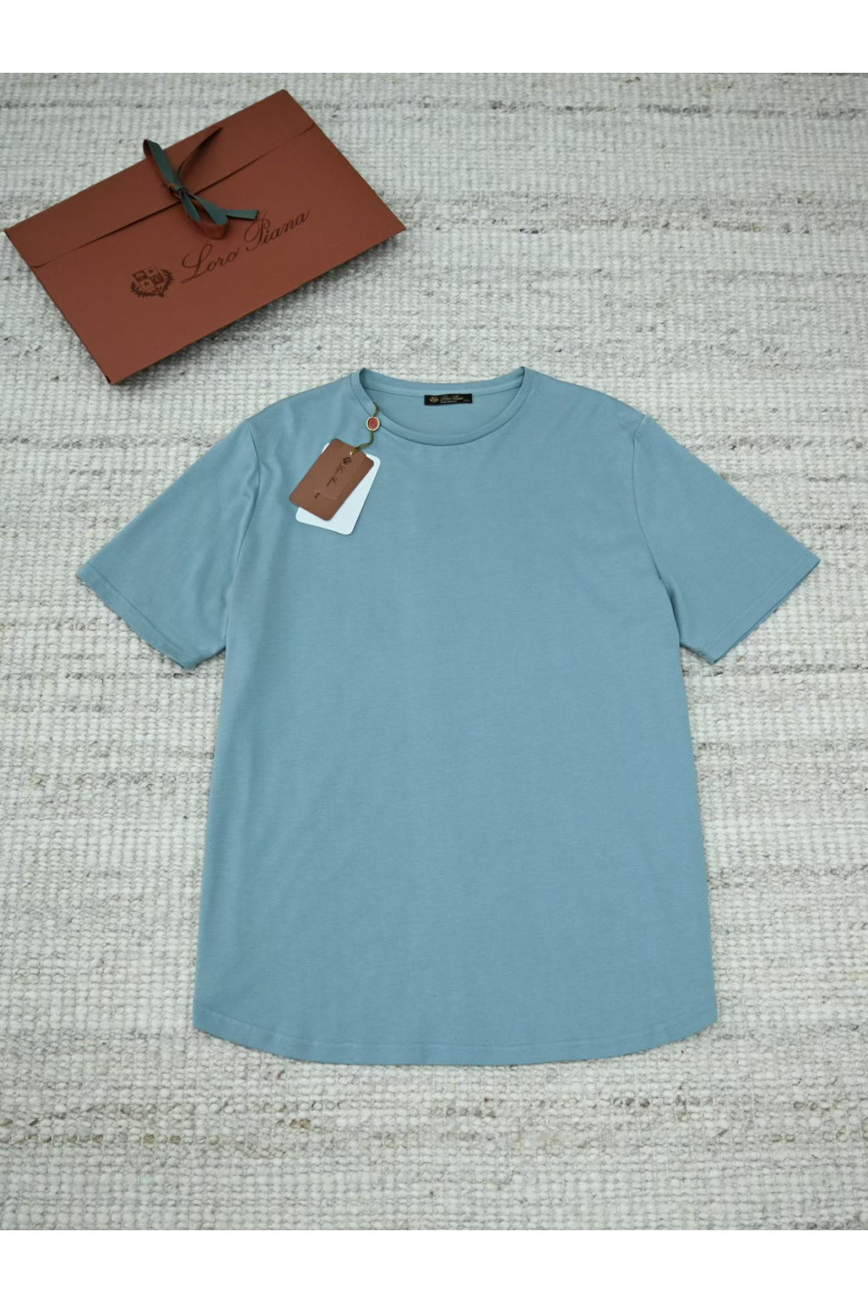 Loro Piana Мужская серо-голубая футболка premium 