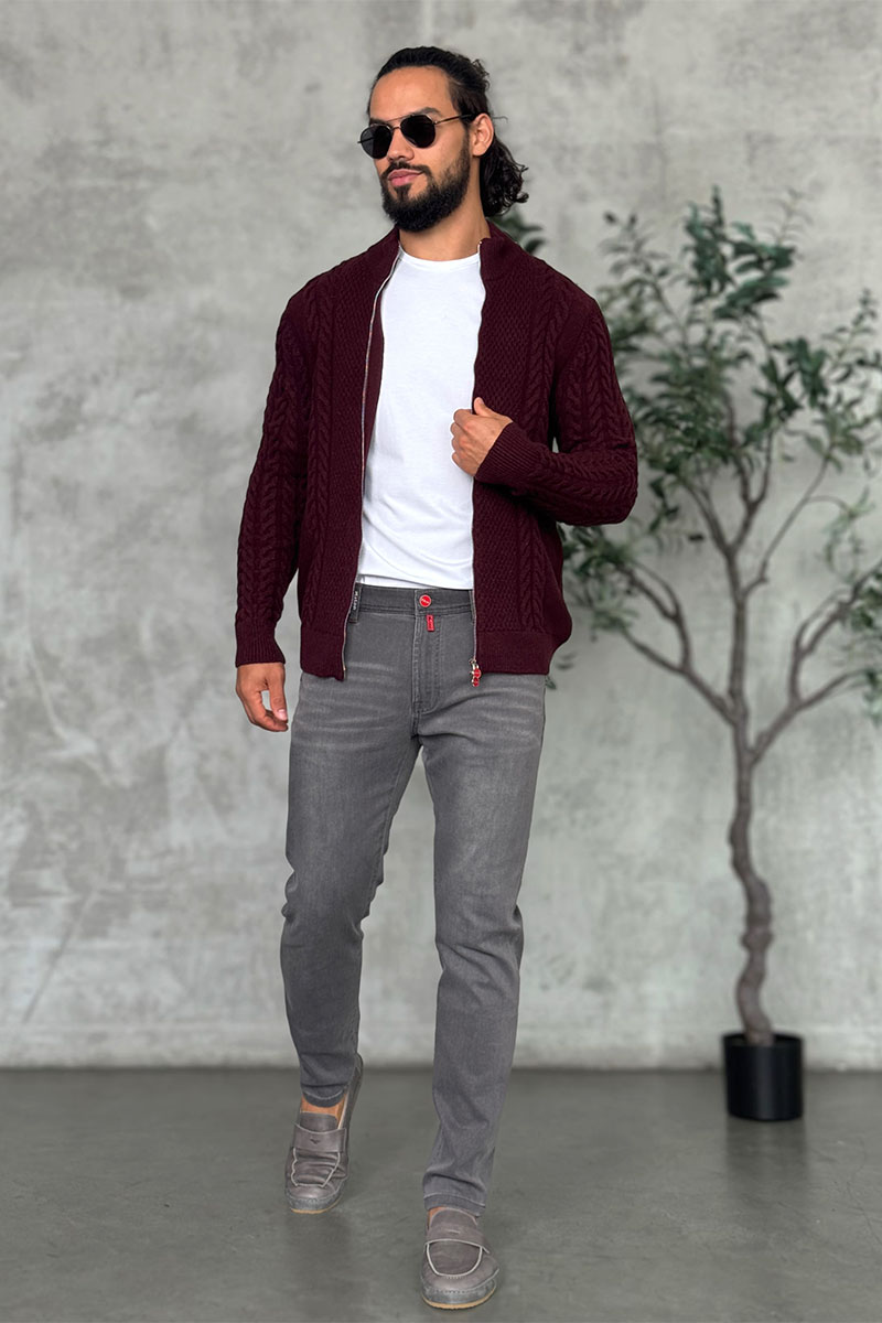 Kiton Мужской свитер бордового цвета 
