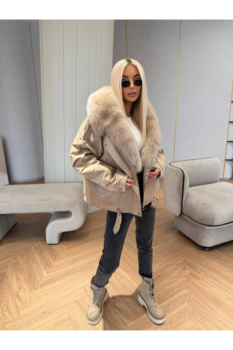 Max Mara Женская утеплённая дубленка с натуральным мехом