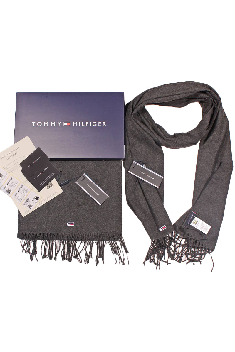 Tommy Hilfiger Серый шарф logo-embroidered 185х35 см