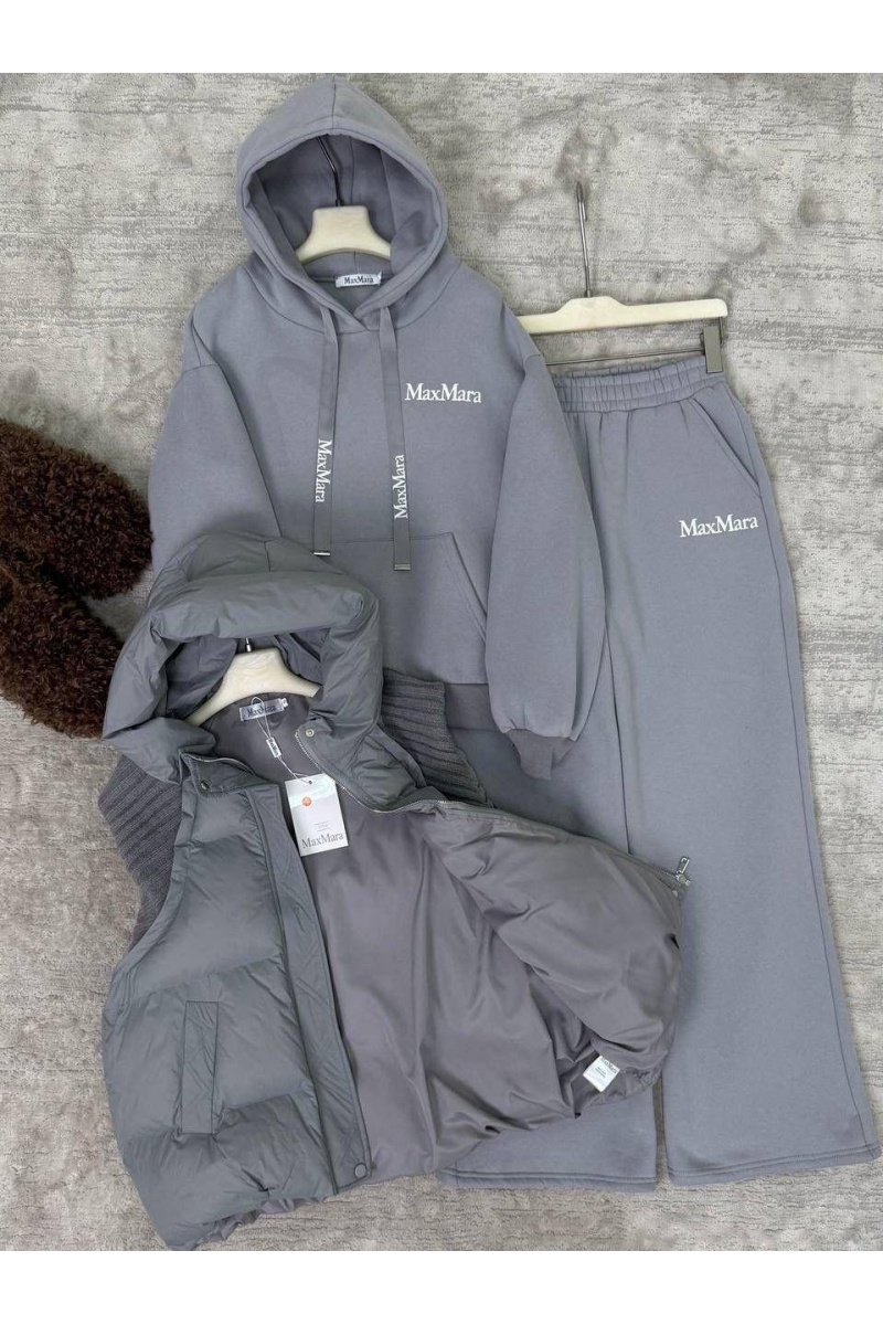 Max Mara Женский костюм тройка на флисе Premium - Light Grey