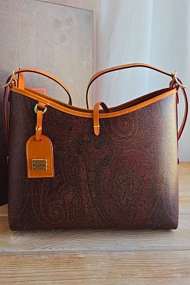 Кожаная сумка с узором пейсли 31x25 см
