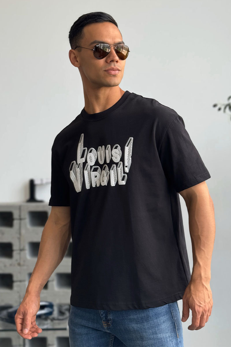 Lоuis Vuittоn Чёрная оверсайз футболка Virgil Abloh