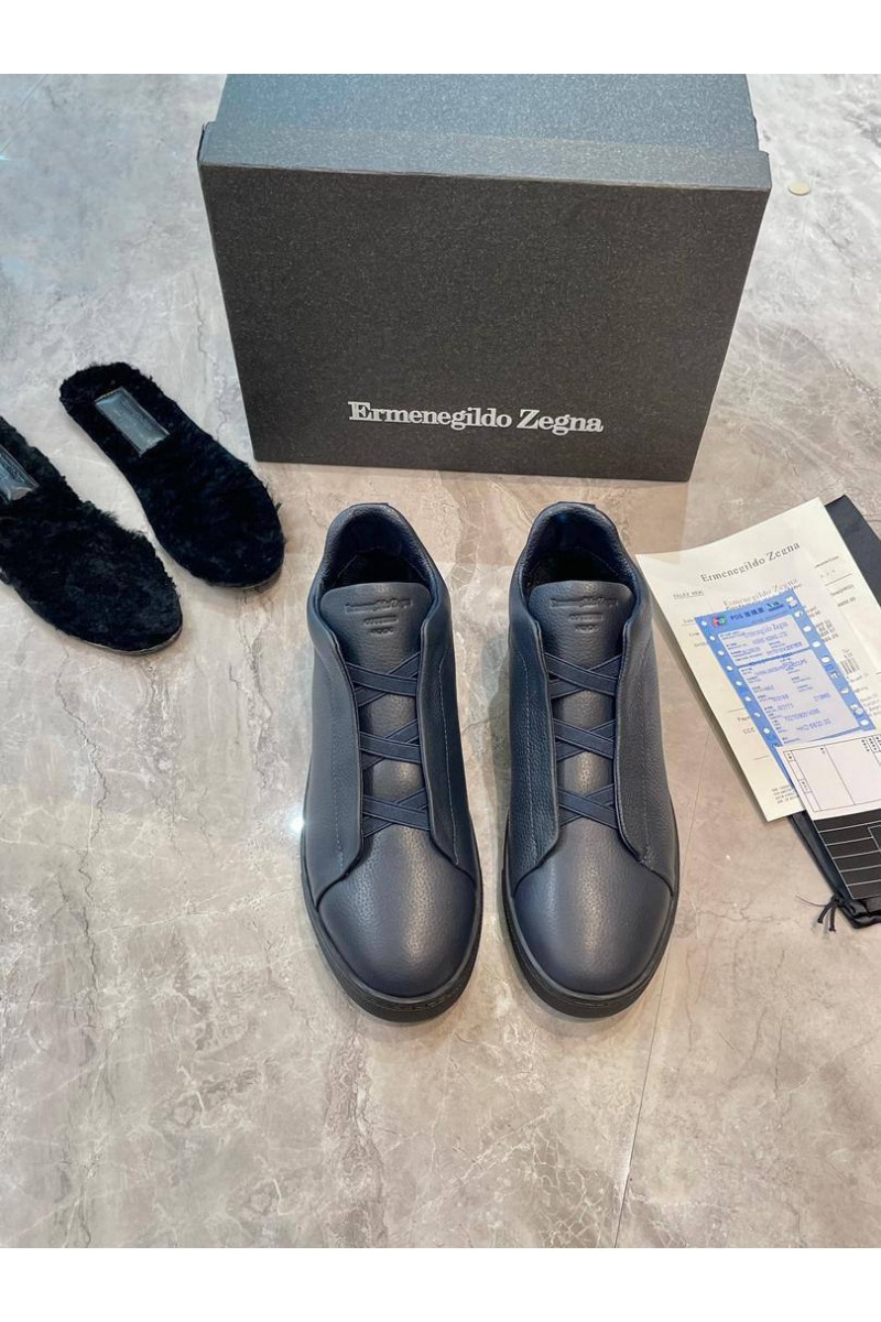 Zegna Кроссовки с мехом Triple Stitch - Grey