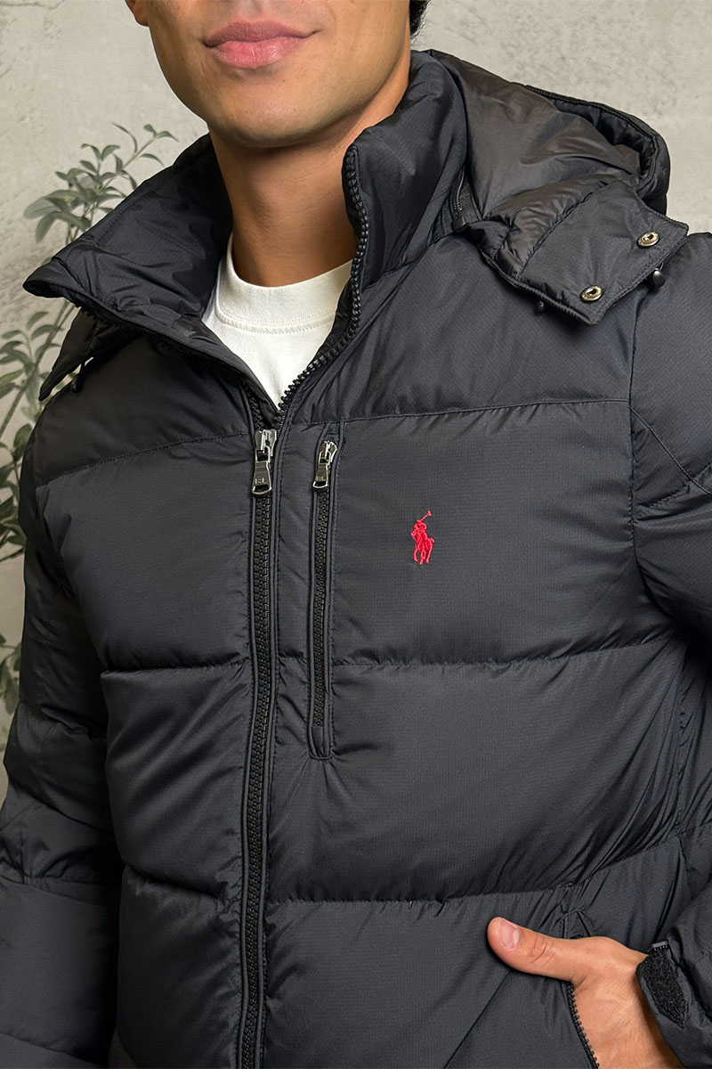 Polo Ralph Lauren Мужской чёрный пуховик pony-embroidered 