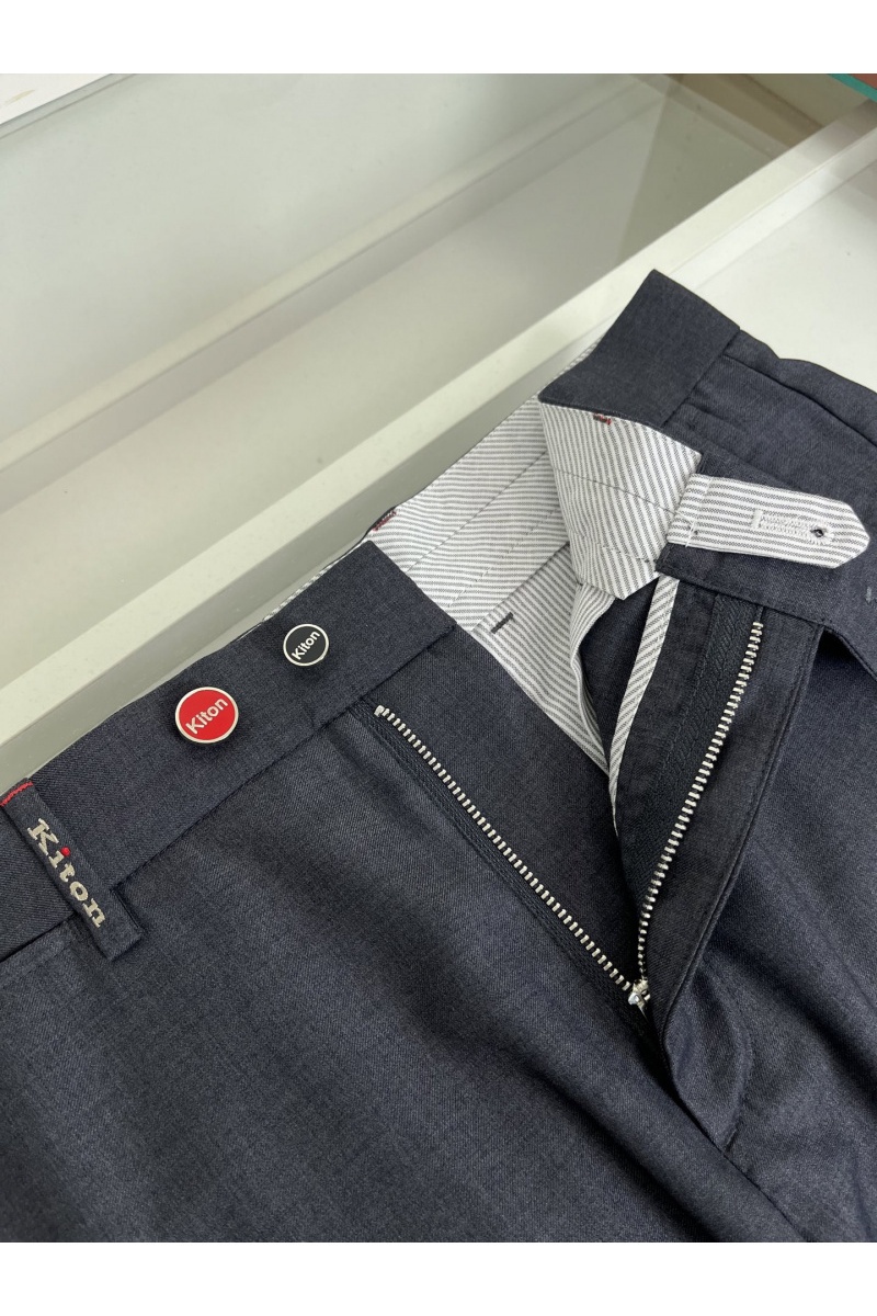 Kiton Мужские серые брюки premium