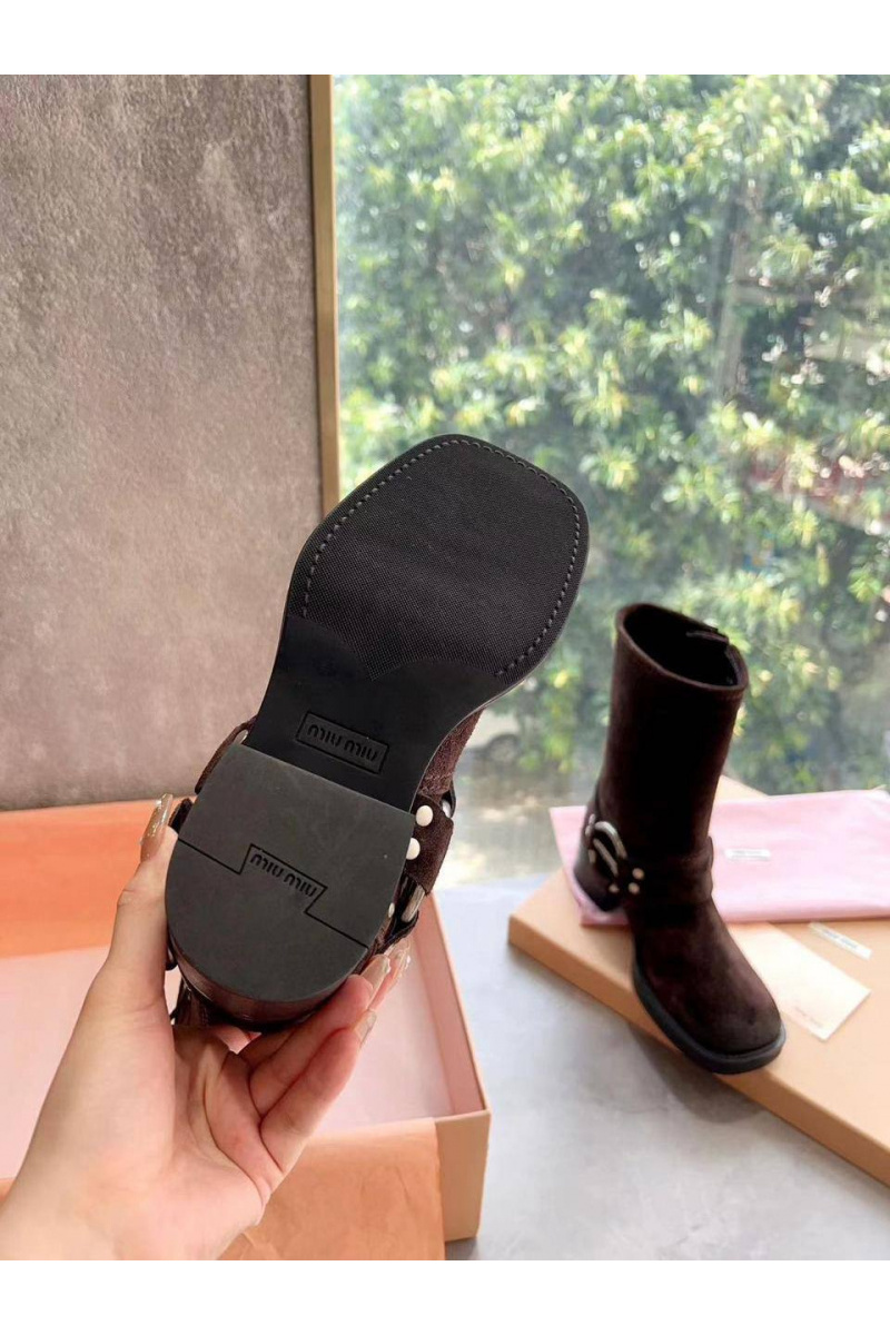 MIU MIU Женские замшевые сапоги Ankle Premium