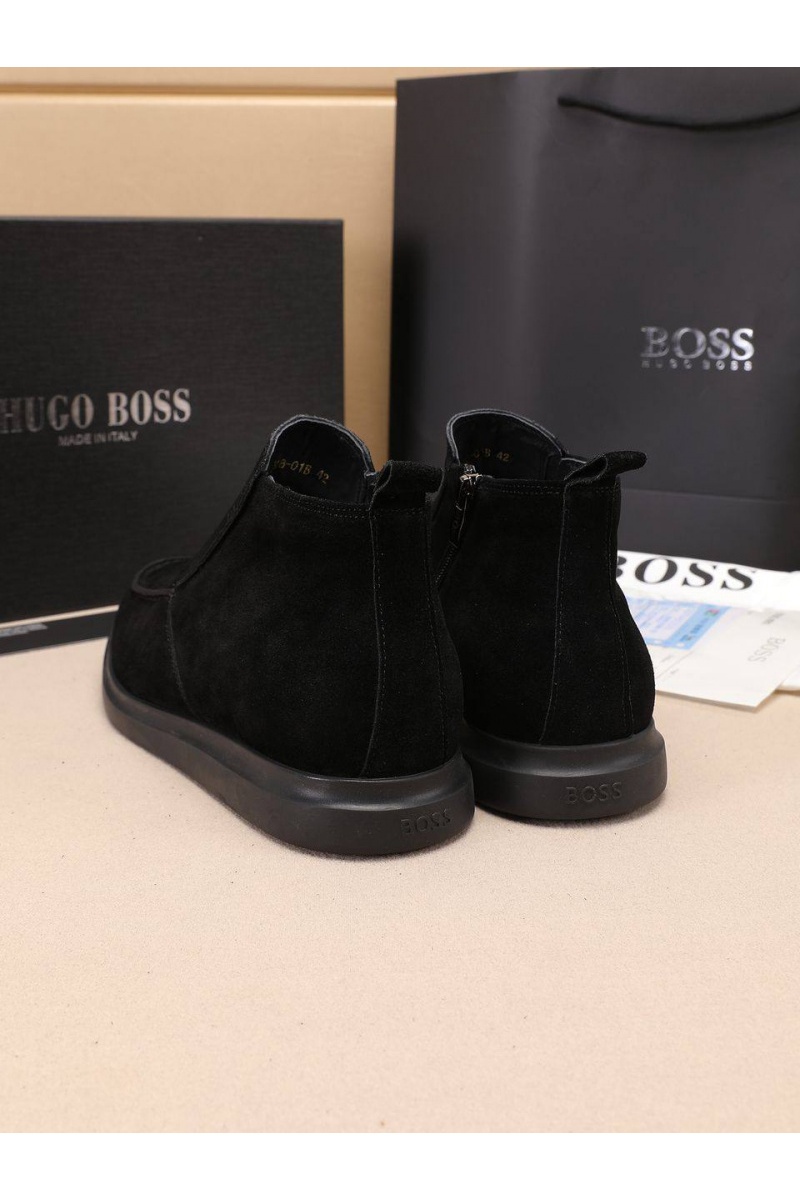 Hugо Воss Замшевые лоферы с мехом high-top - Black