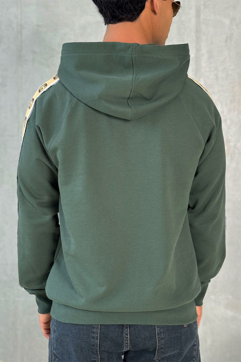 Gucci Зелёное оверсайз худи Interlocking G stripe