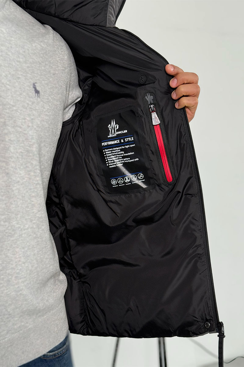 Moncler Мужская утеплённая куртка серого цвета