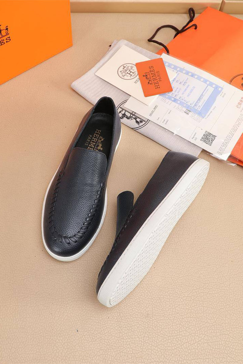 Hermes Мужские кожаные лоферы Julian - Navy