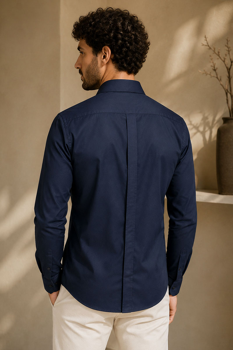 Hermes Мужская тёмно-синяя рубашка H embroidered