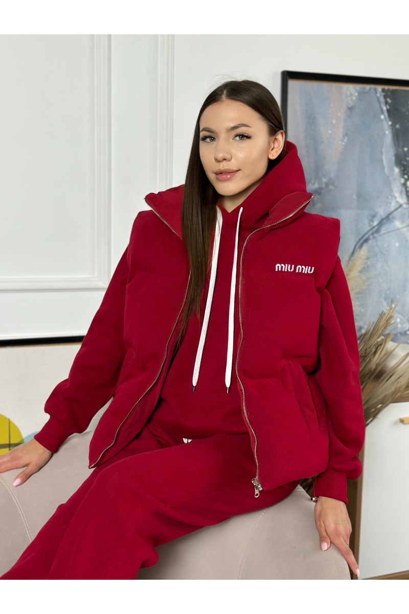 MIU MIU Женский красный костюм тройка