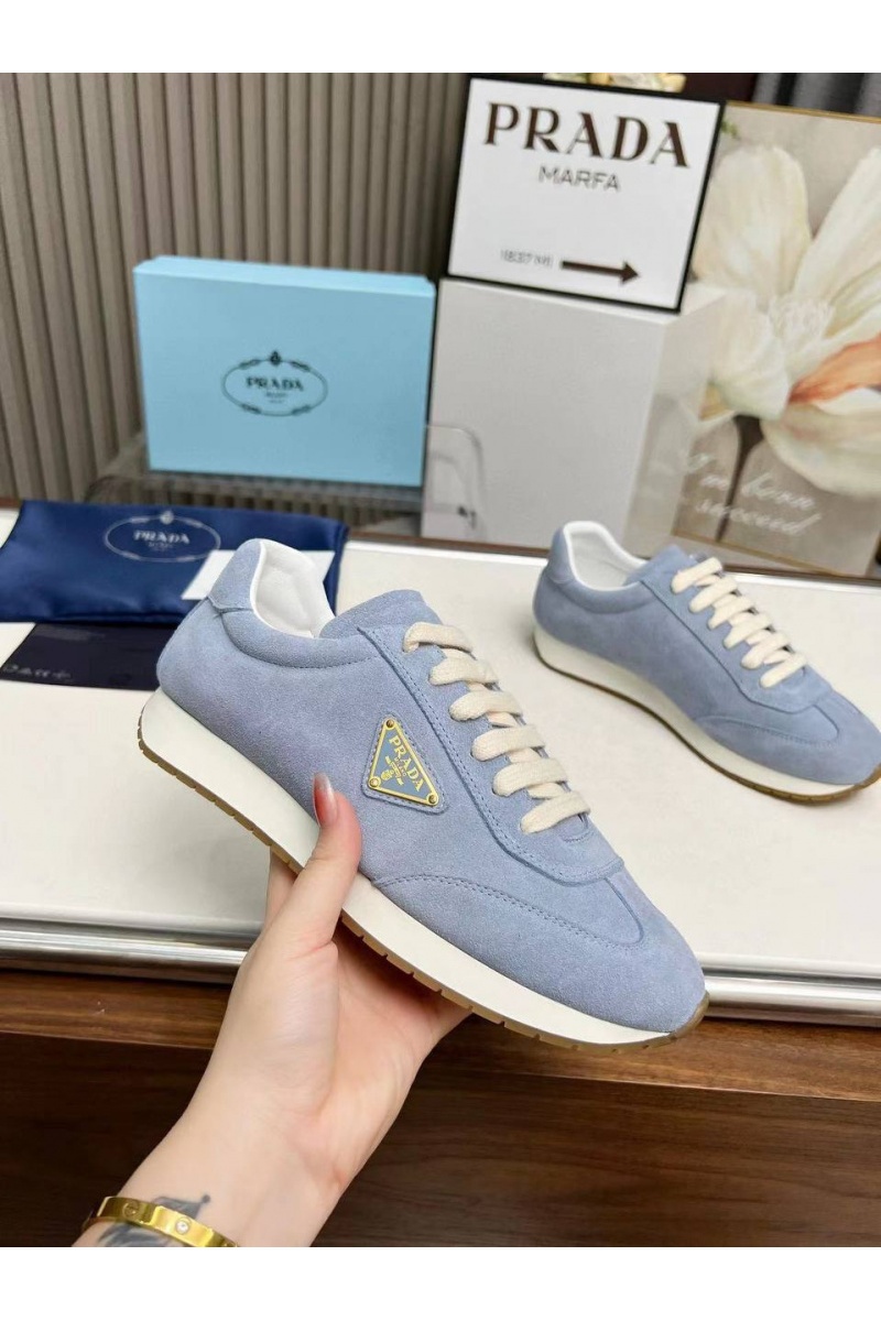 Prada Женские замшевые кроссовки Premium - Blue