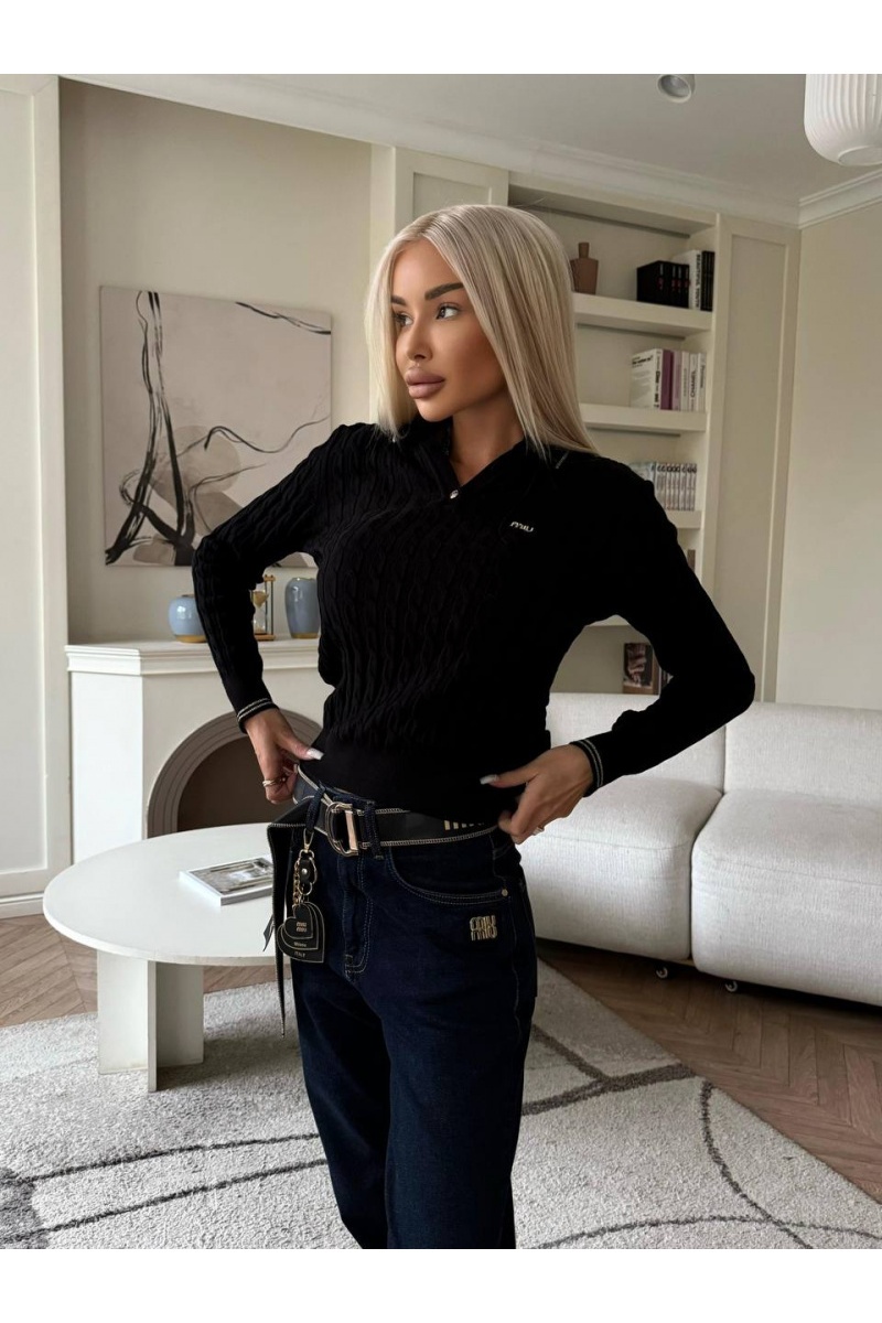 MIU MIU Женское поло с длинным рукавом premium - Black