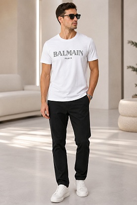 Белая футболка Paris black logo-print 