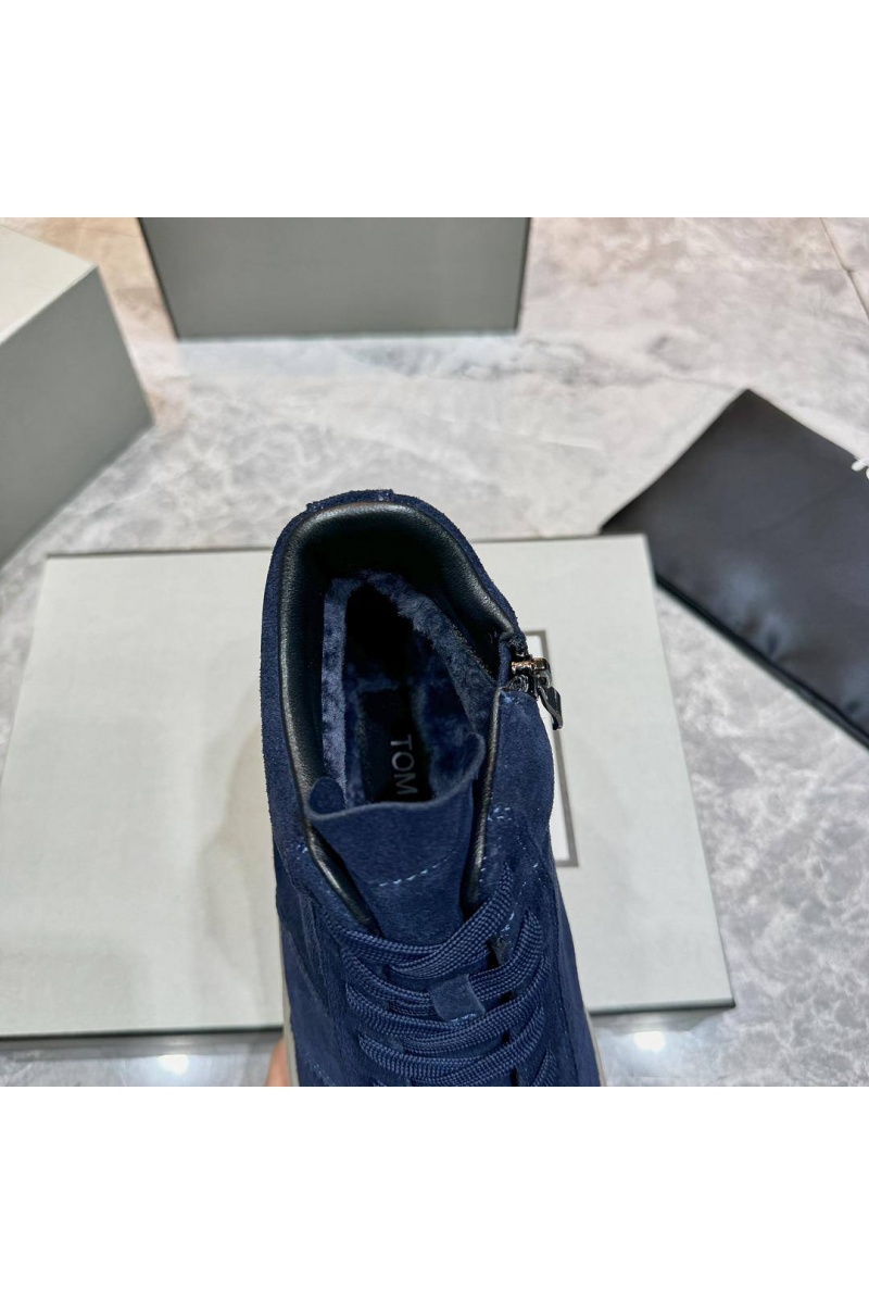 Tom Ford Замшевые кроссовки с мехом high-top - Navy